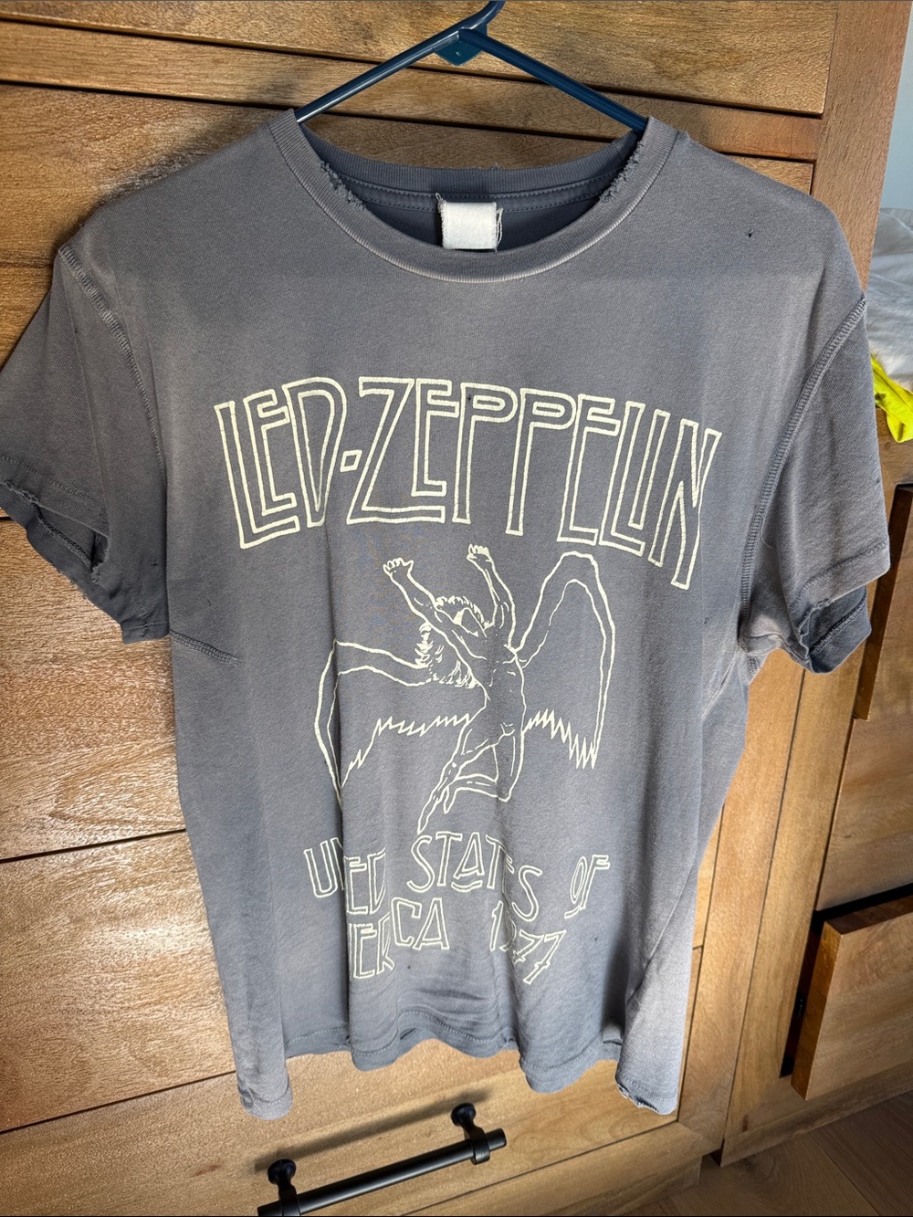 MadeWorn Led Zeppelin Distressed Gray Band Tee